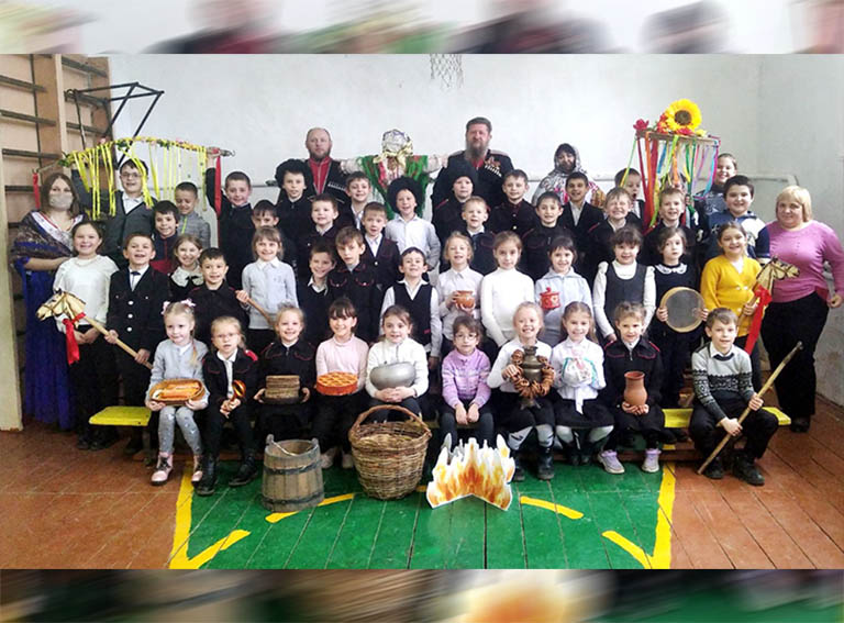 Масленичный разгуляй устроили казачата в школе хутора Кубанского