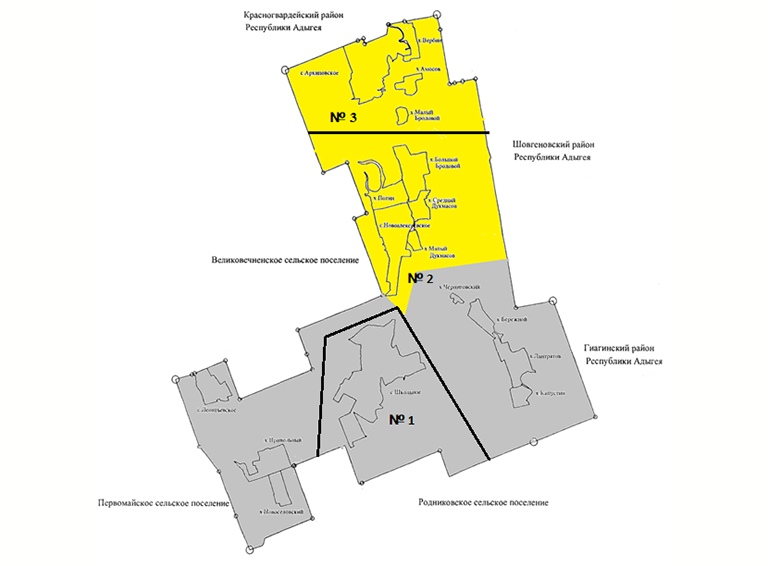 Схема избирательных округов образованных для проведения выборов депутатов Совета Школьненского сельского поселения Белореченского района